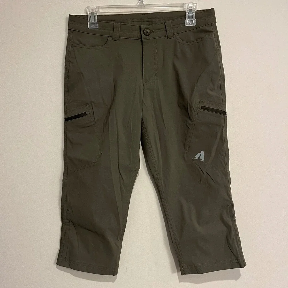 Eddie Bauer First Ascent Pants Adjustable Capri Green Womens 4 Hiking Outdoor